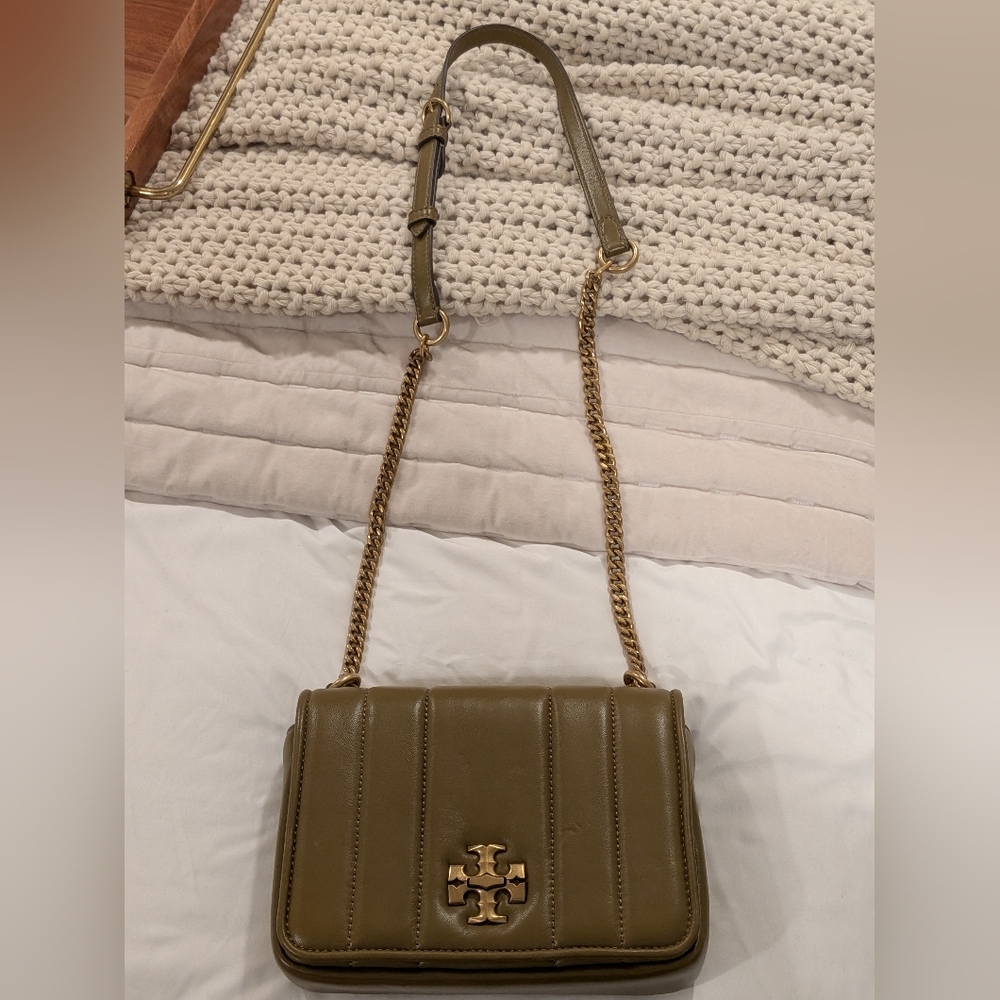 Tory Burch Khaki Crossbody Bag with Gold Chain